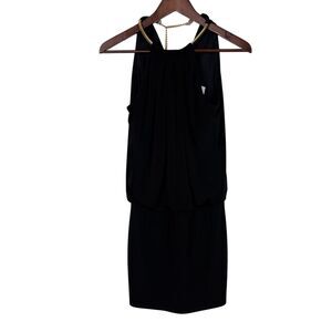 Jessica Simpson Black Gold Halter Chain Neck Tunic Tank Top Women's 2